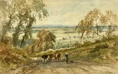 RI (British, 1815-1885) watercolour - labelled verso 'Alderley Edge, Cheshire', signed by John Syer, 1873, watercolour, sold Aug 2025
