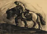 Farmer on Welsh Cob by Kyffin Williams, watercolor, sold Jul 2025