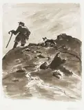 Print - farmer and sheepdog by Kyffin Williams Ra limited edition, print, sold Jul 2025
