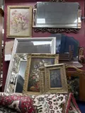 comprising three framed oil paintings of floral still lifes, unusual 1950s bevel glass by Mixed Lot, oil, sold Jul 2025