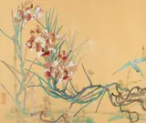 ink and watercolour on gilded Japanese paper - Orchids and by Lee Hock Moh, ink and watercolour, offered Jul 2025