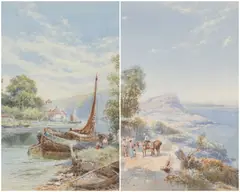 Near Miseno, Bay of Naples by Thomas Charles Leeson Rowbotham, 1900, watercolour, offered Jul 2025