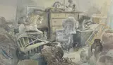 Junk Room by Arthur Miles, watercolour, sold Jul 2025