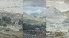 Snowdon Range from near Bangor by David Cox Jr., 1880, watercolour, sold Jul 2025