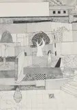 Garden by Conrad Lewis, 1984, ink on paper, offered Jul 2025