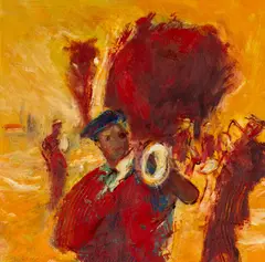 Jazz Against Yellow' on Attic Gallery Label by Tom Nash, acrylic on card, offered May 2025