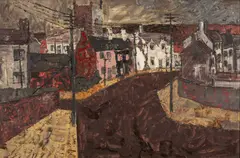Anglesey Village by Gwilym Prichard, oil on board, sold May 2025