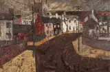 Anglesey Village by Gwilym Prichard, oil on board, sold May 2025