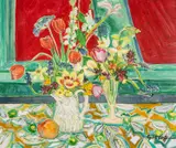 watercolour - 'Flowers and Jug', still life titled verso, signed, 58 x by Natalie Giltsoff, watercolour, offered May 2025