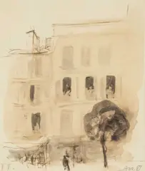 Paris Lost by Feliks Topolski, ink & wash, sold May 2025