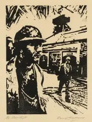 Last Shift by David Carpanini, woodcut, sold May 2025