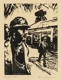 Last Shift by David Carpanini, woodcut, sold May 2025