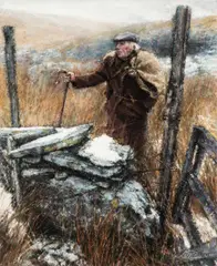 Winter in the Old Sheepfold by Keith Bowen, pastel, sold May 2025
