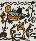 Abstract by Alan Davie C.B.E. R.A. H.R.S.W., 2006, gouache on paper, sold Apr 2025