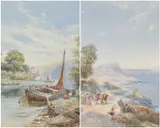 watercolours - 'Near Miseno, Bay of Naples' by Thomas Charles Leeson Rowbotham, 1900, watercolor, offered Apr 2025