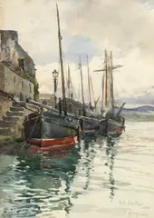 Port St Mary, 1896 by Mary McCrossan, watercolour, offered Apr 2025