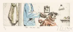The Italian Job by Ray Richardson, etching, sold Apr 2025