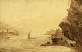 Fowey Harbour, Cornwall by James Bourne, 1802, watercolour, sold Apr 2025
