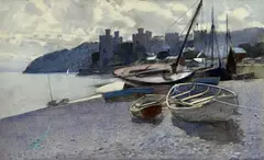 The Berth at Conwy by Hubert Coop, watercolour, sold Apr 2025
