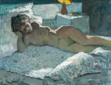 Untitled by John Elwyn, oil on board, sold Apr 2025