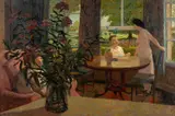 Interior by John Elwyn, oil on canvas, sold Apr 2025
