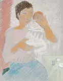 Mother and Young Baby by Claudia Williams, pastel, sold Apr 2025