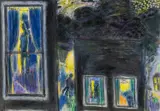 Figures at Window at Night by Ernest Zobole, mixed media, sold Apr 2025