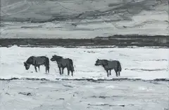 Ponies in the Sea by Kyffin Williams, oil on canvas, sold Apr 2025