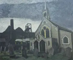Church and Mine by George Chapman, oil on canvas, sold Apr 2025