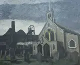 Church and Mine by George Chapman, oil on canvas, sold Apr 2025