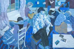 Listening to Music by Claudia Williams, oil on board, sold Apr 2025