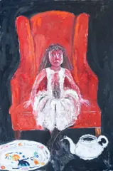 The Red Chair by Shani Rhys James, oil on canvas, sold Apr 2025