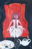 The Red Chair by Shani Rhys James, oil on canvas, sold Apr 2025