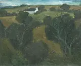 Anglesey Landscape with Cottage by Tom Gerrard, oil on board, sold Apr 2025