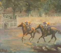 Horses Matching Strides by Peter Howell, oil on canvas, sold Apr 2025