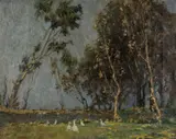 When the Leaves Begin to Fall by Harry Hughes Williams, oil on canvas, sold Apr 2025