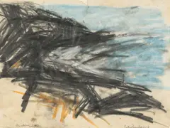 Barton Cliffs, Blue Sky by Peter Prendergast, mixed media on paper, sold Apr 2025