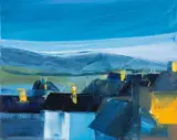 Roofs of the Clwydians by Sarah Carvell, oil on canvas, sold Apr 2025