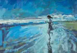 Y Llanw/Tide Race (Rhossili) by Meirion Jones, acrylic on board, sold Apr 2025