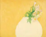 Flowers in Flat Vase II by Michael Crowther, oil on panel, sold Apr 2025