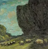 Untitled by Charles White, oil on board, sold Apr 2025