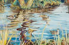 Summer Duck Pond by Alex Williams, 2024, oil on canvas, offered Apr 2025