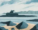 Entitled verso ‘Porth Cwyfan by Gwyn Roberts, oil on canvas, sold Apr 2025