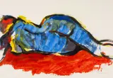 Lying by Vivienne Williams, acrylic on paper, offered Apr 2025