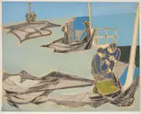 Fishermen at St Ives by Eric James Malthouse, watercolour, sold Apr 2025