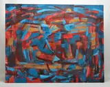 An untitled abstract composition by Graham Benton, 2011, mixed media on canvas, sold Feb 2023