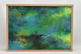 An untitled abstract composition by Graham Benton, oil on board, sold Feb 2023