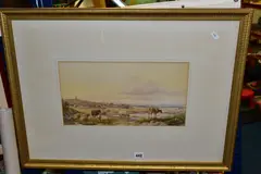 UNTITLED PASTORAL LANDSCAPE, sheep are grazing and resting by Frederick Williamson, 1868, print (other), sold Jan 2023