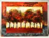 Nine trees by Heather Haynes, 2008, mixed media, offered Jan 2023