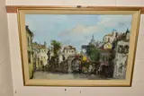A continental village scene with figures and chickens by Theodorus van Oorschot, oil on canvas, sold Jan 2023